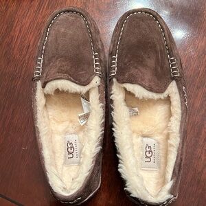 UGG brown suede shearling slippers 8.